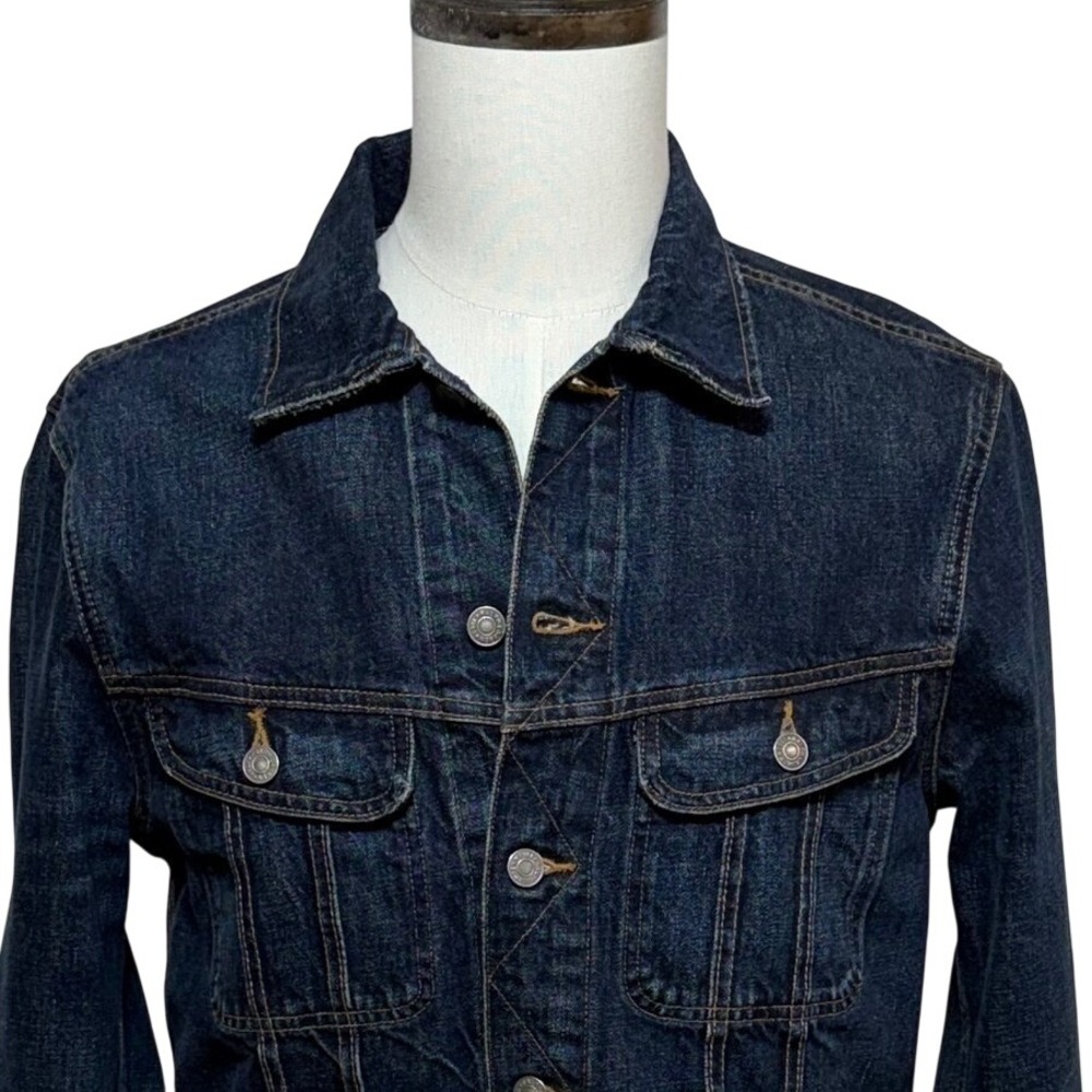 Vintage Polo Ralph Lauren Jacket Men Medium Blue Denim Trucker Button Up Pockets